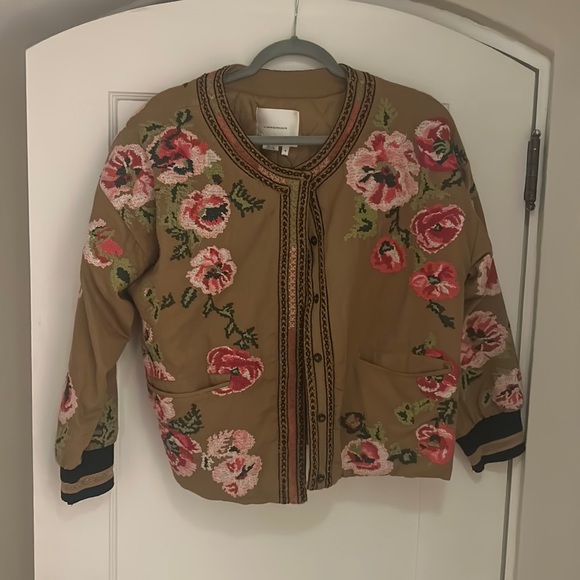 Anthropologie needlepoint bomber jacket - never worn size Medium - Picture 2 of 3